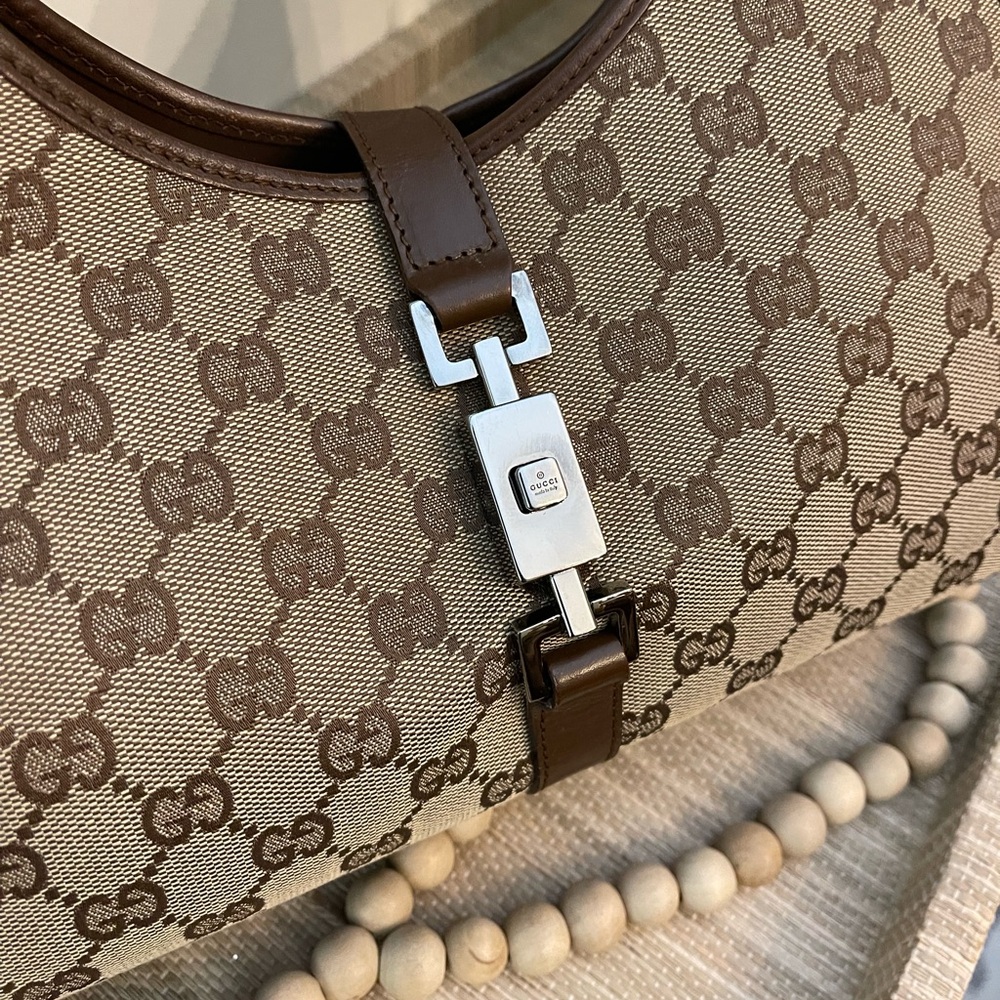 GUCCI Vintage Jackie Bardot Cloth & Leather Trimmed Bag - Picture 4 of 16
